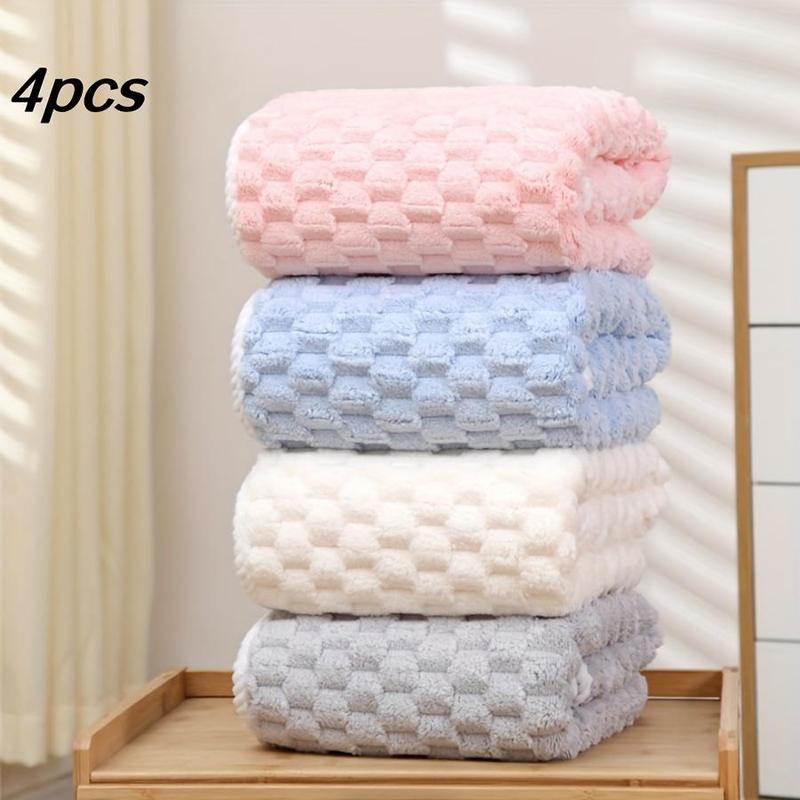 Solid Color Bath Towel, 4 Counts set Soft Absorbent Towel, Quick Drying Towel for Bathroom, Hotel, Salon, Spa, Gym, Travel