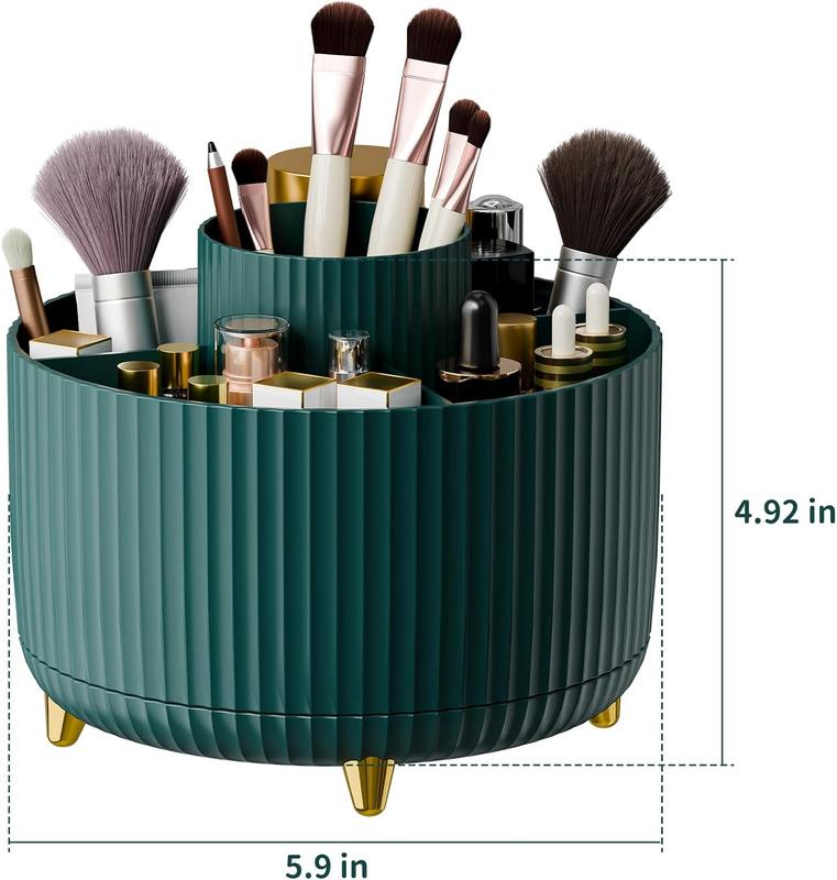 360 Rotate Makeup Brush Holder Organizer, Makeup Organizers Countertop, Makeup organization and Skincare Storage for Vanity, Desktop, Bathroom (Green)