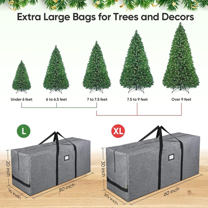 7.5 9 ft Christmas Tree Storage Bag, Heavy Duty 900D Oxford Fabric with Reinforced Handles and Dual Zippers Wide Opening, Extra Large Storage Container for Trees and Decorations