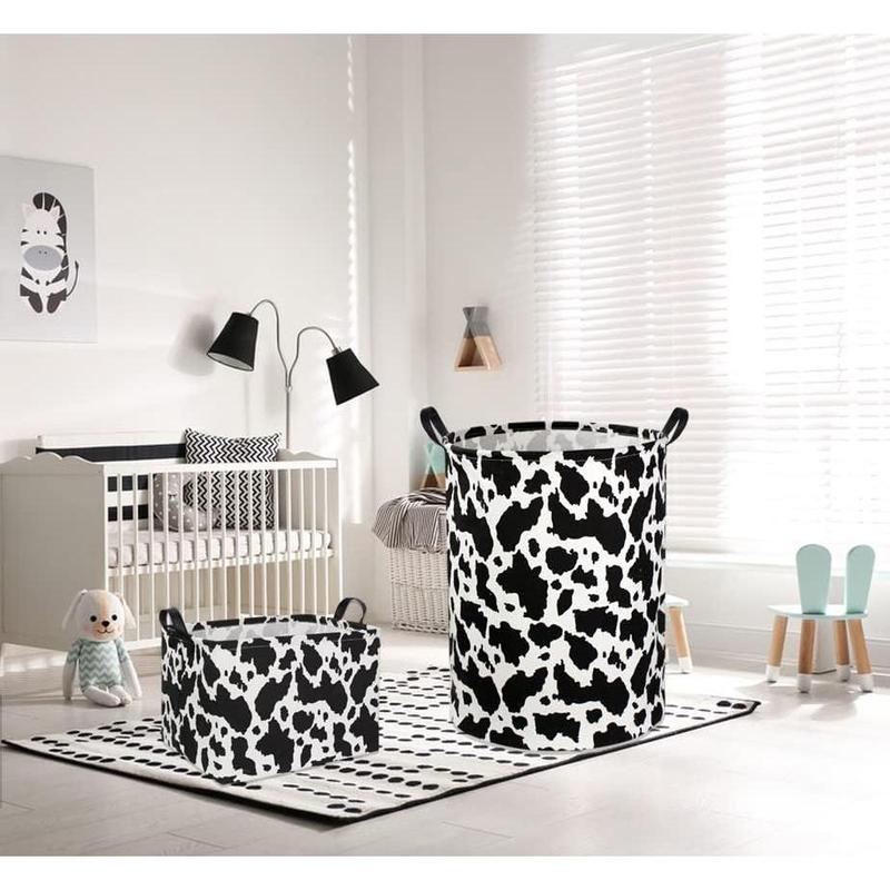 Hot Sale-Cow Print Laundry Basket Nursery Clothes Hamper Collapsible Toy Storage Bin Organizer with Handles for,Boys and Girls Room Decor(Cow)