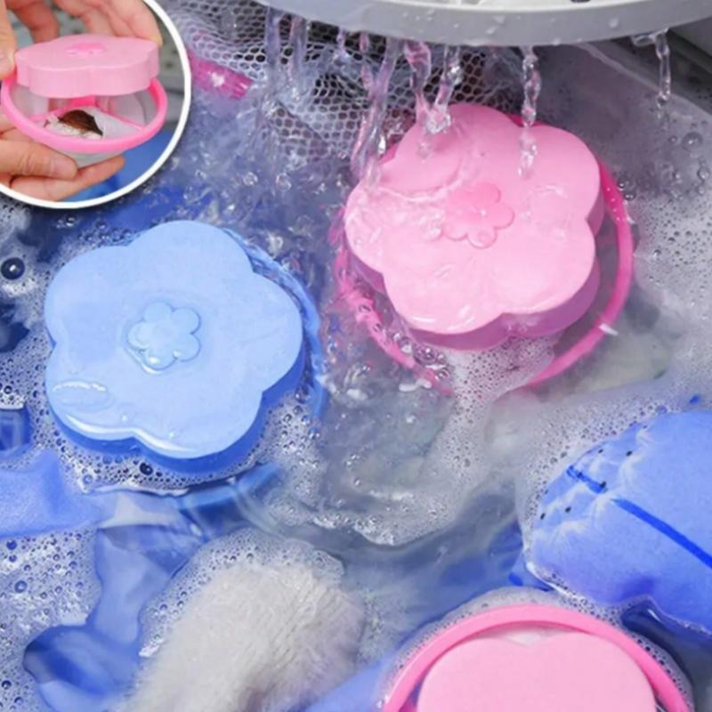 Random Color Washing Machine Hair Remover, 1 Count Flower Shaped Washing Machine Hair Catcher Laundry Bag, Household Laundry Tool