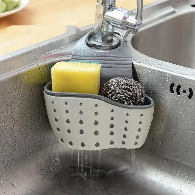 Faucet Drainer Basket, 1 Count 2 Counts Double Layer Sink Hanging Bag, Sink Sponge Storage Basket For Kitchen