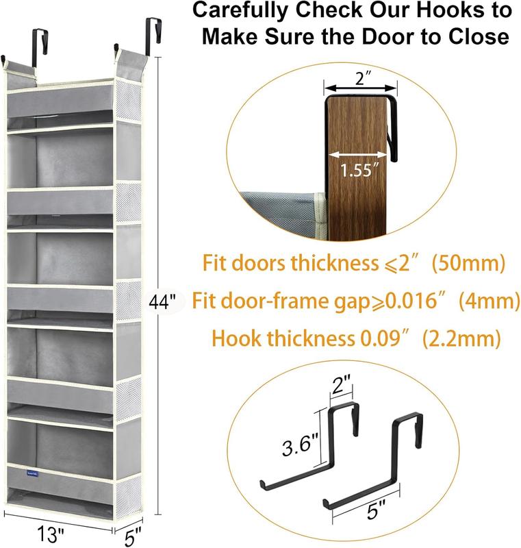 Over The Door Hanging Organizer 5-Shelves and 10 Side Pockets, Over The Door Storage for Bathroom and Bedroom, Back of Door Organizers for Baby Accessories and Toys (13