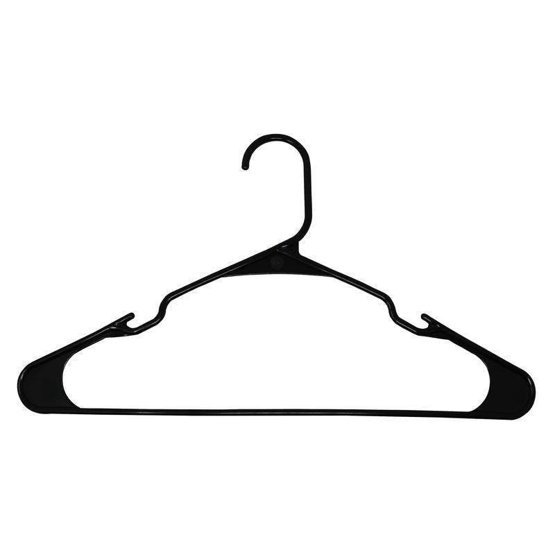 Mainstays Plastic Notched Adult Hangers for Any Clothing Type, Rich Black 50 Count