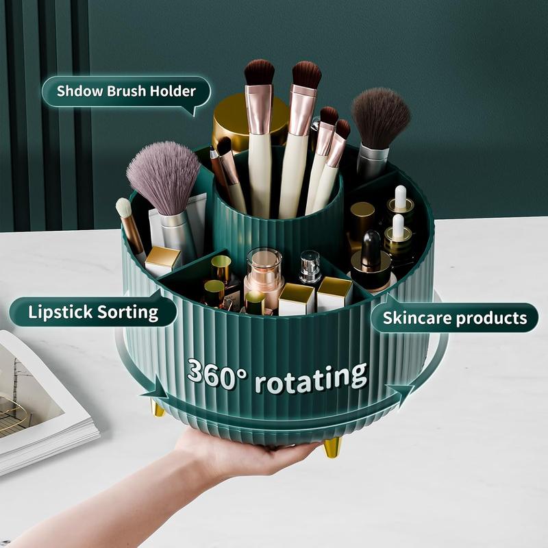 360 Rotate Makeup Brush Holder Organizer, Makeup Organizers Countertop, Makeup organization and Skincare Storage for Vanity, Desktop, Bathroom (Green)