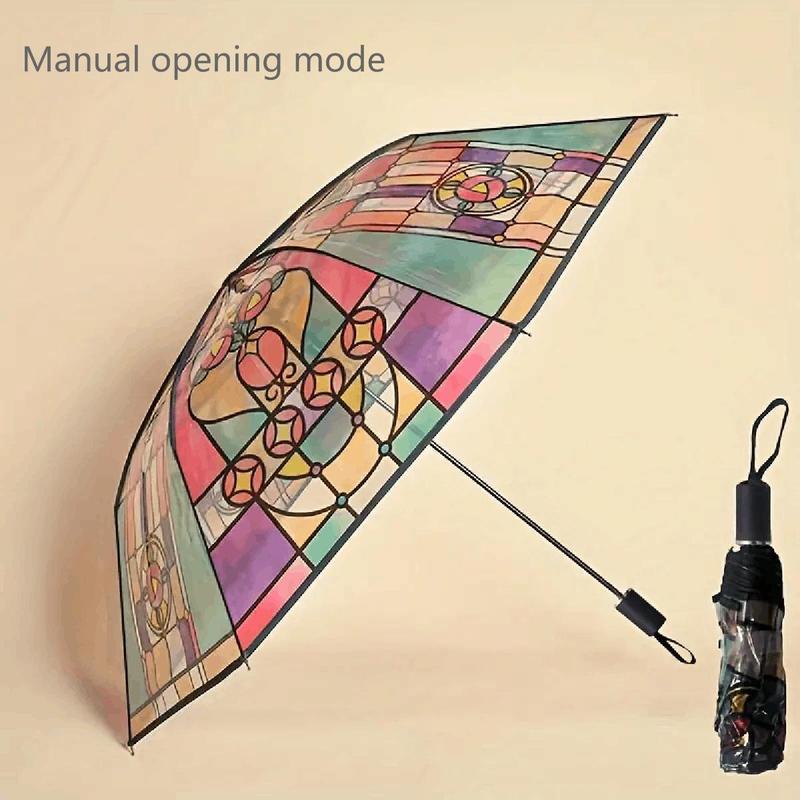 Romantic Clear Poetry Pattern Umbrella, 1 Count Folding Umbrella, Transparent Umbrella for Women & Men, Portable Umbrella for Outdoor Activities