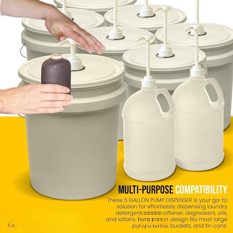 5 Gallon Pump Dispenser - Pump for 5 Gallon Bucket, Gallon Jug Laundry Soap or Laundry Detergent Pump, Pump for Lotion, Fabric Softener, Degreaser & Oil Cans, 1.5 inch Cap - 1-Pack