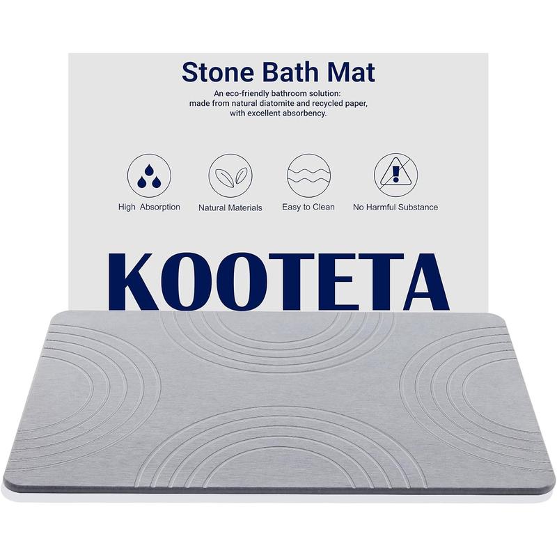 Stone Bath Mat, Diatomaceous Earth Shower Mat, Super Absorbent, Non-Slip, Quick Drying, Easy to Clean - Ideal for Bathroom, Shower Floor and Kitchen Counter (23.5x15