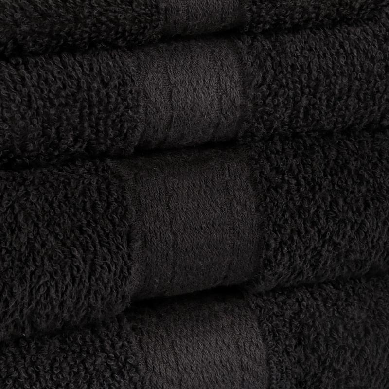 Basic Solid 18-Piece Bath Towel Set Collection, Black Cotton Hand