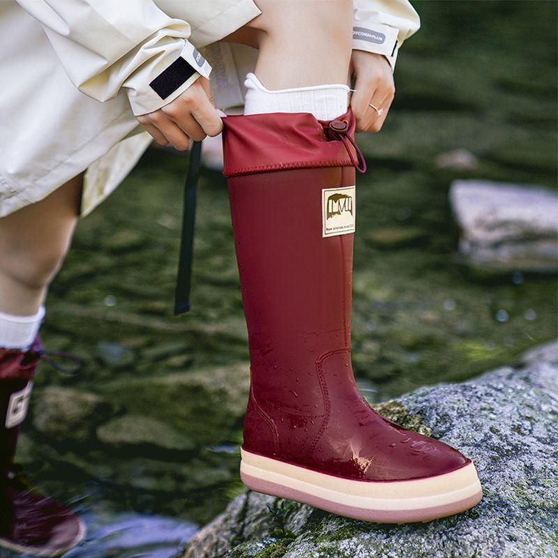 PVC Round-toe Flat-soled Wear-resistant Mid-calf Rain Boots, Lightweight Waterproof And Non-slip Fashionable Rain Boots