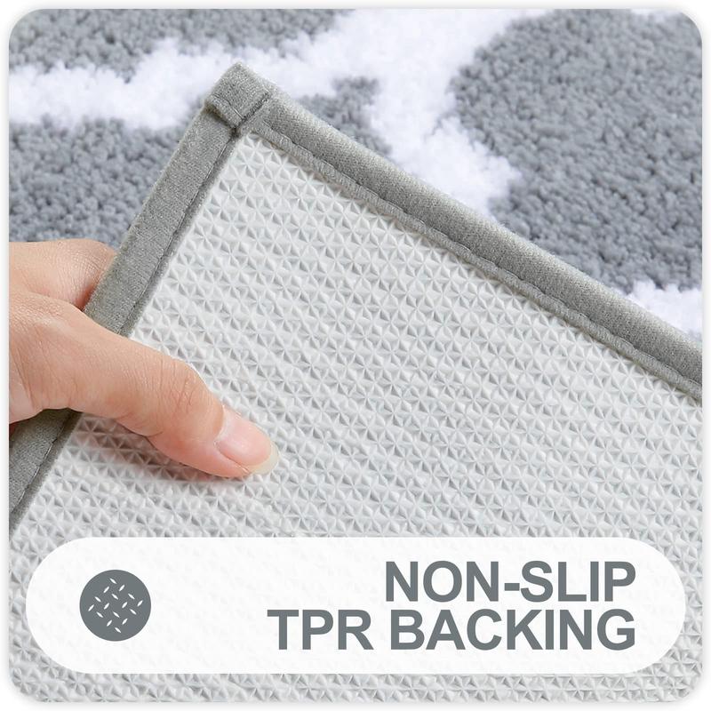 Bathroom Rugs 24x16, Soft and Absorbent Microfiber Bath Rugs, Non-Slip Shaggy Shower Carpet, Machine Wash Dry, Bath Mats for Bathroom Floor, Tub and Shower, Grey