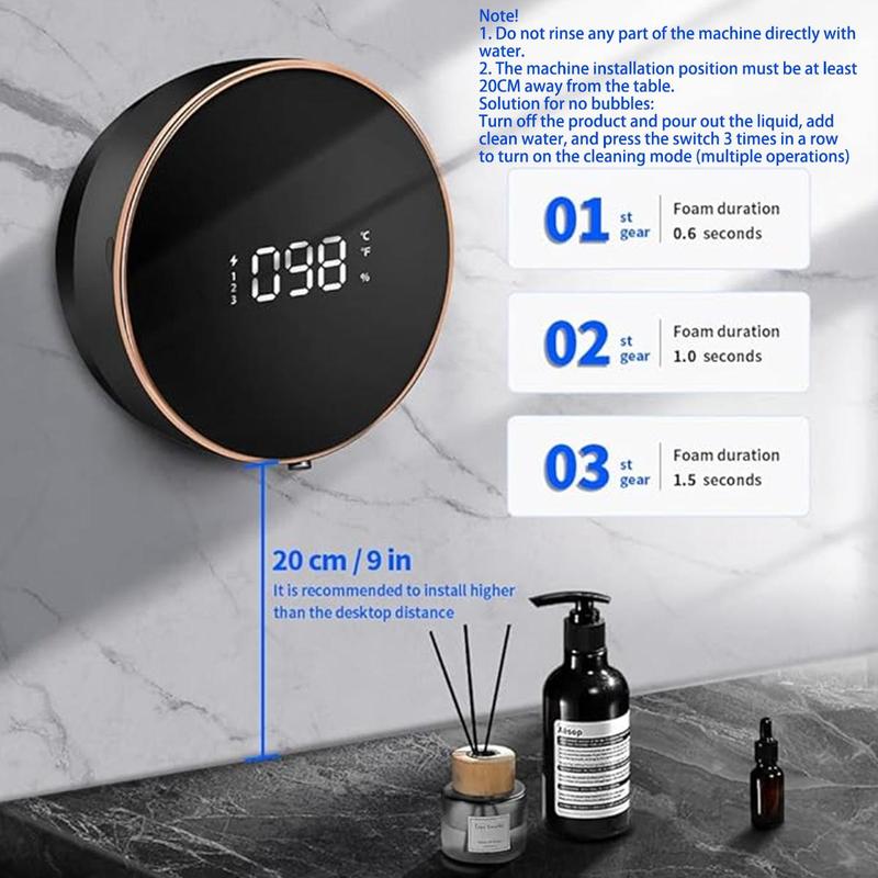 Wall Mounted Automatic Soap Dispenser, 1 Count Rechargeable Touchless Auto Foaming Soap Dispenser, Electric Smart Soap Dispenser for Bathroom Kitchen