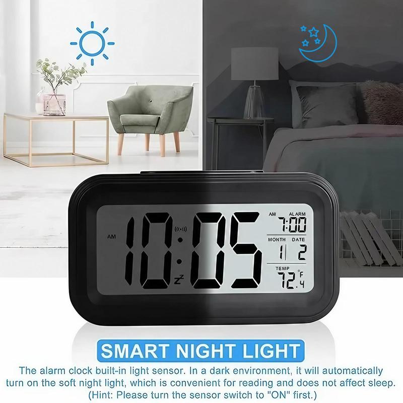 Alarm Clock, 1 Count Battery Powered Desktop Clock with Night Light, Creative Temperature Display Clock, Home Decor Supplies, Batteries Not Included