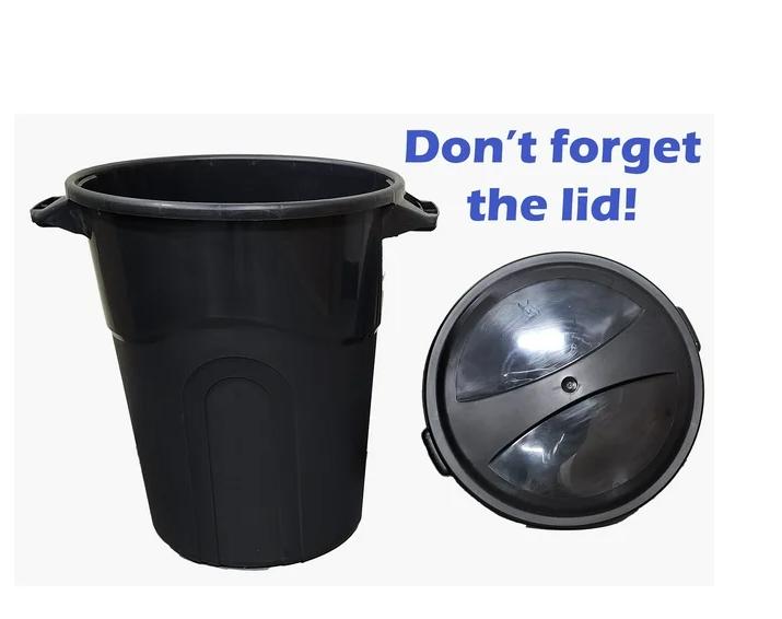 20 Gallon Heavy Duty Plastic Garbage Can, Included Lid, Black