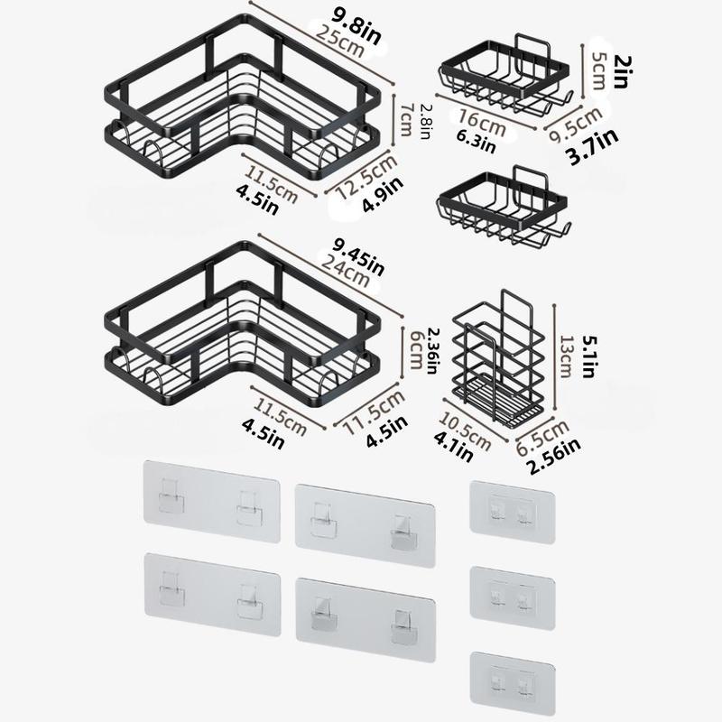 Bathroom Corner Storage Rack, Shower Caddy Shelf, Wall Mounted Soap Storage Rack, Strong Load-bearing Home Organizer, Bathroom Storage Organization, Summer Decor, Bedroom Accessories, Fall Decor, Chill Room Accessories