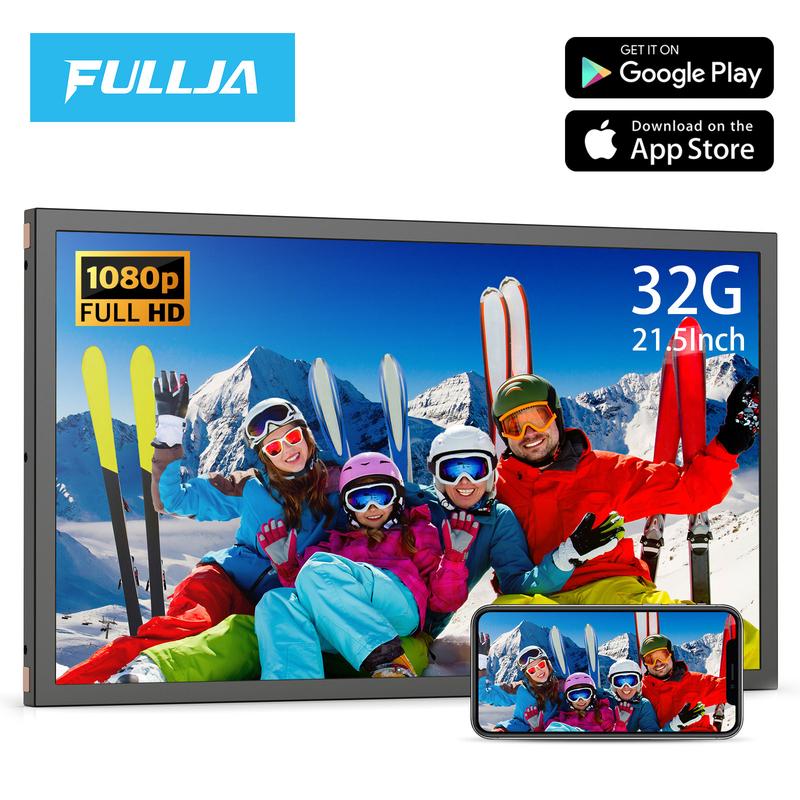 21.5-inch Dual-WiFi Digital Photo Frame - FULLJA FHD IPS Large Smart Digital Picture Frame, 2.4GHz 5GHz Dual Band WiFi, Sharing Photos Videos via App Email, Free Cloud, Sync & Mirror Smartphone Screen, Christmas Gift and New Year Gift