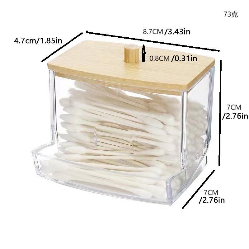 Clear Storage Jar with Wooden Lid, 4 Counts set Multifunctional Makeup Tool Cotton Swabs Dental Floss  Jewelry Storage Box, Home Organizer for Living Room Bedroom Bathroom