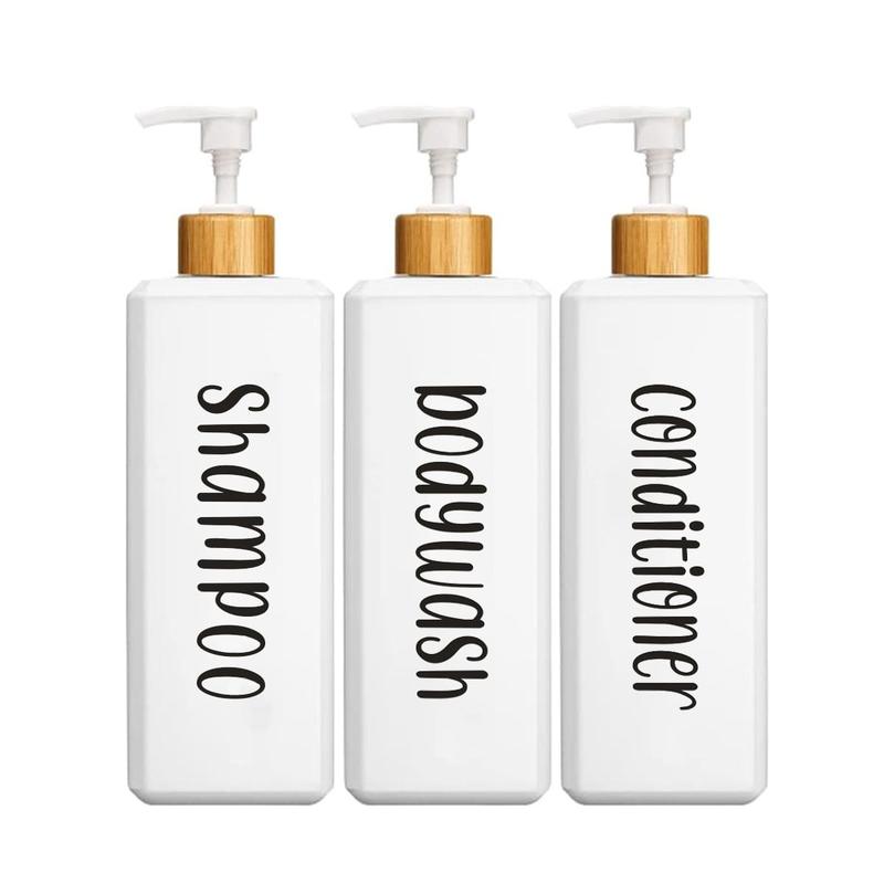 500ml Shampoo Conditioner Dispenser, 3 Counts set Empty Refillable Travel Shampoo Soap Bottle, Modern Simple Body Wash Shower Gel Pump Dispenser, Bathroom Accessories, Bathroom Organizer, Summer for Gift, Boyfriend Gifts