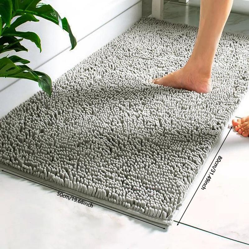 Room Decor Solid Color Plush Bath Mat, Non-slip Soft Plain Design Home Decor Entrance Rug, Water Absorbent Bathroom Mat, Bathroom Accessories, Home Decor