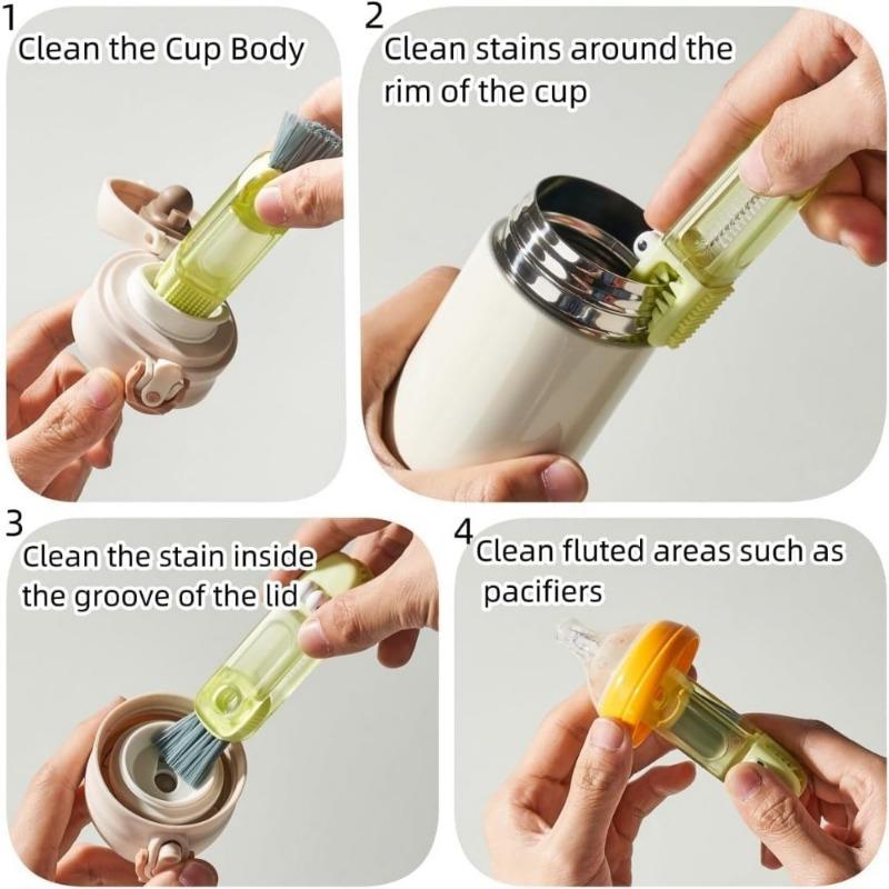 3PCS Crevice Cleaning Brush, Bottle Brushes for Cleaning, 3 in 1 Cup lid Cleaning Brush for Bottle Gap Tight Spaces Bottle, Multifunctional Portable Cup lid Cleaning Brush