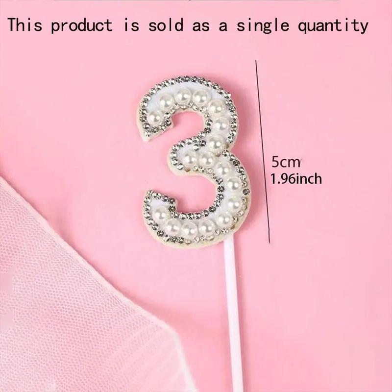 Number Shaped Glitter Decorative Cake Topper, 1 Count Number Cake Topper For Birthday Party Decoration, Unique Anniversary Wedding Romantic Decorations [Sold as Single]