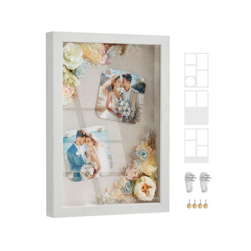 SONGMICS A4 Shadow Box Frame with Wood Push Pins