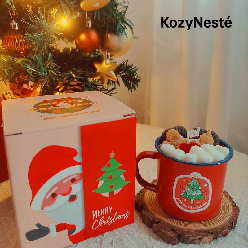 Christmas Scented Candles, KozyNesté, ADDED mica powder, Soy Wax, Stress Relief, Christmas Gifts, Christmas cookie favor Decor Ornaments Freshener aromatherapy  candles