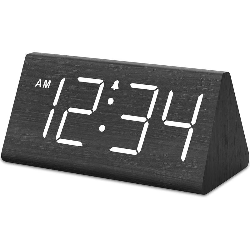 Wooden Digital Alarm Clocks for Bedrooms-Electric Desk Clock with Large Numbers,Adjustable Volume,Dimmer,Wood Decor,Housewarming Gift cubo clock