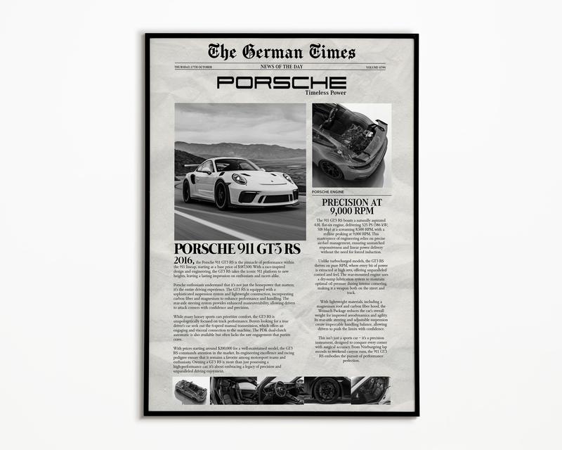 Porsche 911 GT3 RS Poster | Car Poster | Super Car | Home Decor | Wall Decor