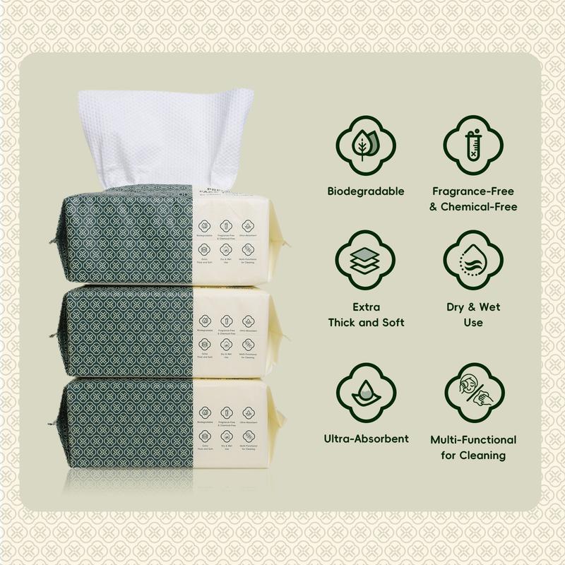 BlackFriday-Ecokiin Premium Disposable Face Towels Multi-Use Extra-Thick Super-Soft Eco-Friendly Biodegradable Single Pack 80 Towels Skincare Comfort