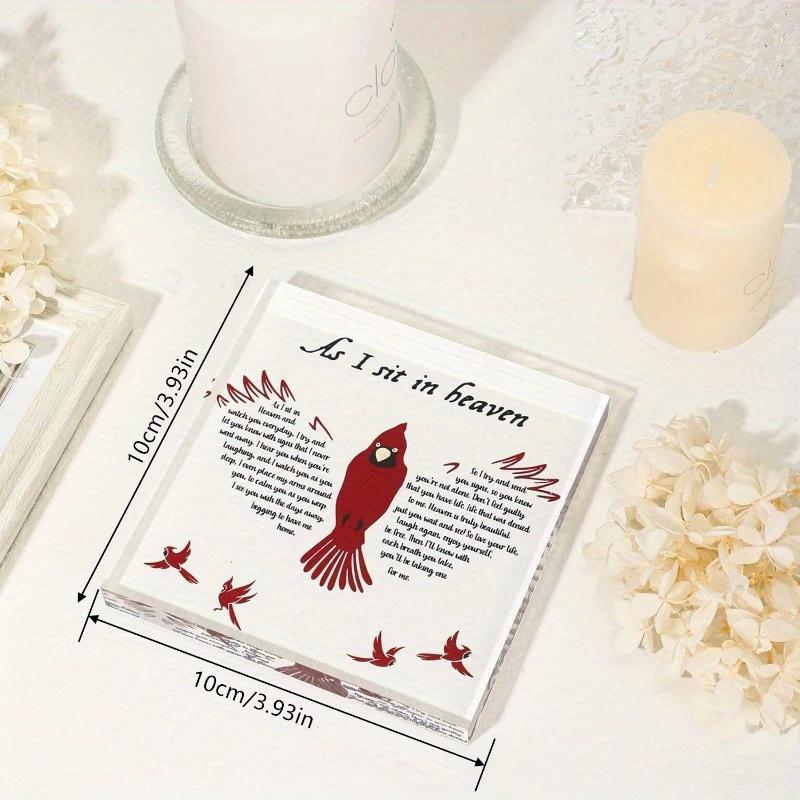 Gift Red Cardinal Gifts Decor Crystal Acrylic Memorial Gifts as I was Sit in Heaven Memory Plaques for Loved s Lost Inspirational Quotes Cardinal Decorations for Home Funeral Sign