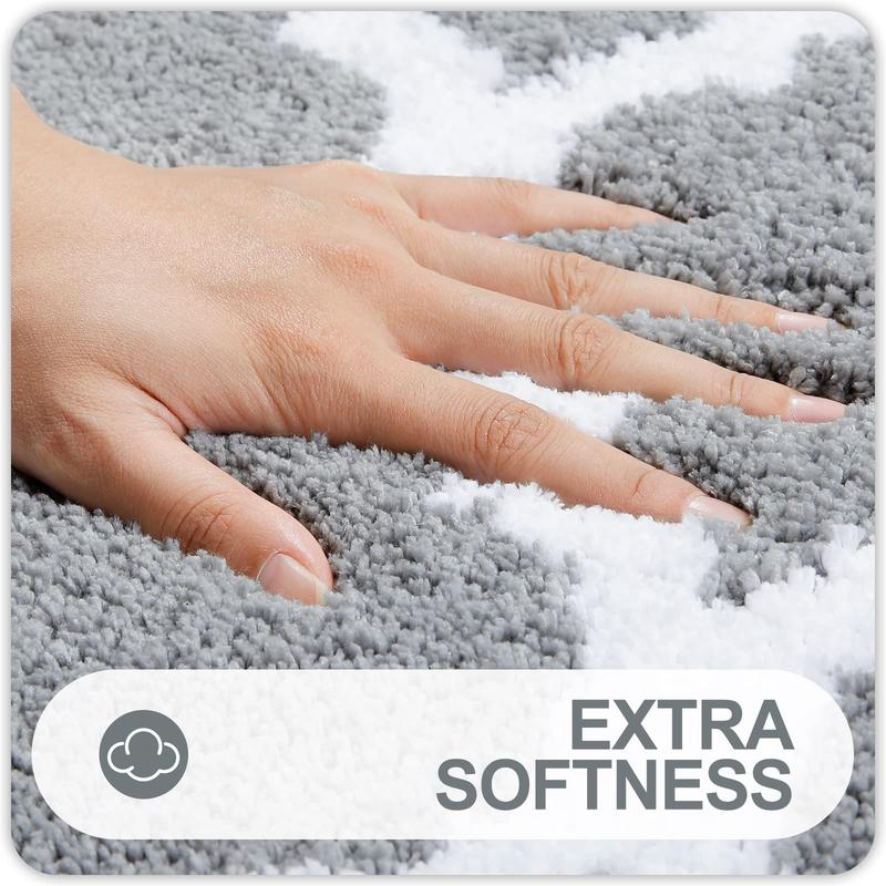 Bathroom Rugs 24x16, Soft and Absorbent Microfiber Bath Rugs, Non-Slip Shaggy Shower Carpet, Machine Wash Dry, Bath Mats for Bathroom Floor, Tub and Shower, Grey