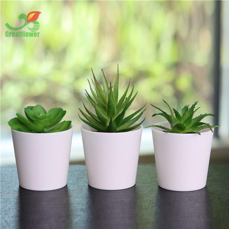 Artificial Succulent Plant with Pot, 3pcs set Plastic Simulated Potted Plant Ornaments, Decorative Fake Plant for Office Home Decor