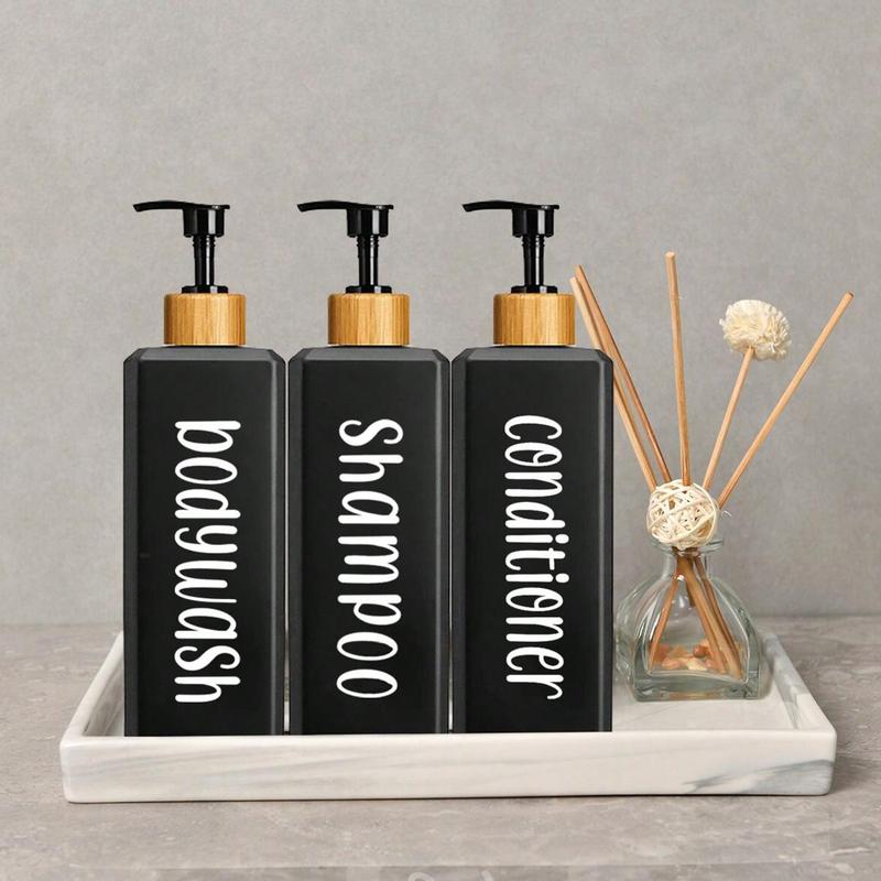 500ml Shampoo Conditioner Dispenser, 3 Counts set Empty Refillable Travel Shampoo Soap Bottle, Modern Simple Body Wash Shower Gel Pump Dispenser, Bathroom Accessories, Bathroom Organizer, Summer for Gift, Boyfriend Gifts