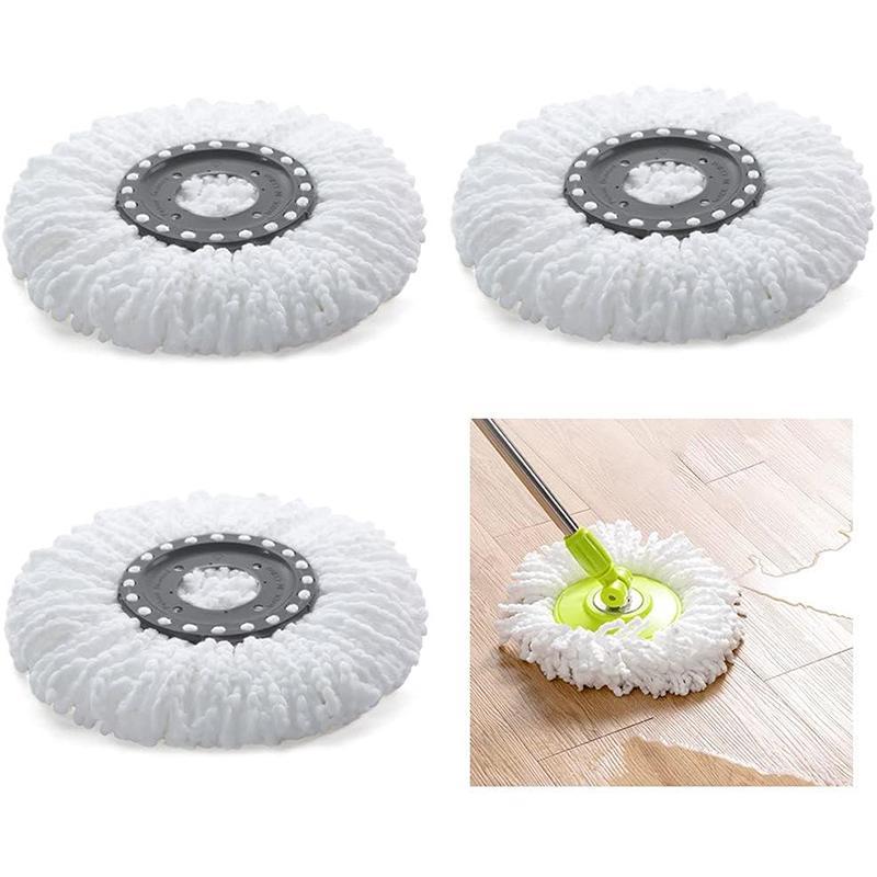 Cleaning Gadgets Round Mop Head, 2 Counts Microfiber Mop Replacement Head for Universal Spin Mop, Household Cleaning Products Accessories