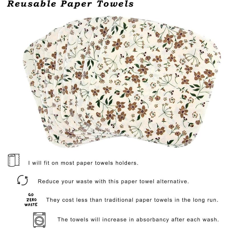 Reusable Paper Towels Cloths (12pcs), Absorbent Kitchen Dishcloths (10x10 inch) Washable Paperless Towels Zero Waste Alternative Napkins for Kitchen Household Cleaning