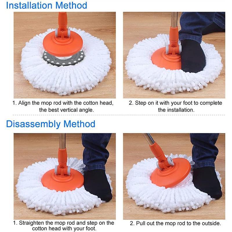 Cleaning Gadgets Round Mop Head, 2 Counts Microfiber Mop Replacement Head for Universal Spin Mop, Household Cleaning Products Accessories