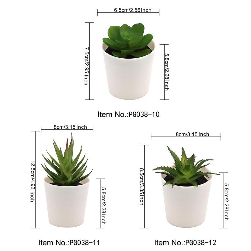 Artificial Succulent Plant with Pot, 3pcs set Plastic Simulated Potted Plant Ornaments, Decorative Fake Plant for Office Home Decor