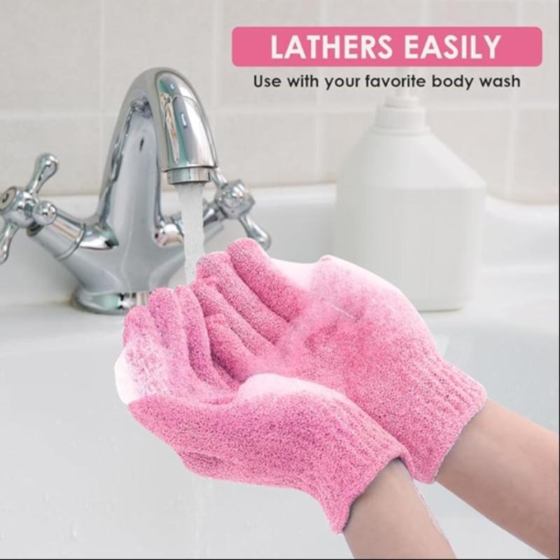 Exfoliating Bathing Towel Set, 2pcs Including Exfoliating Bathing Glove & Stretchable Bathing Towel with Handle, Bathing Accessories for Home Hotel Salon