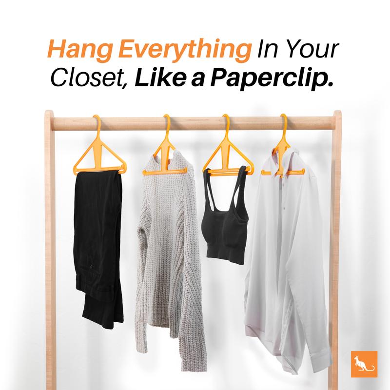 Kangaroo Hanger 100% Recycled Hanger (10-Pack) - Hang Everything in your Closet - Pants hanger, Shirt Hanger, Suit Hanger, Dress Hanger, Multifunction Hanger, Strap Hanger, Closet Organiser Hanging