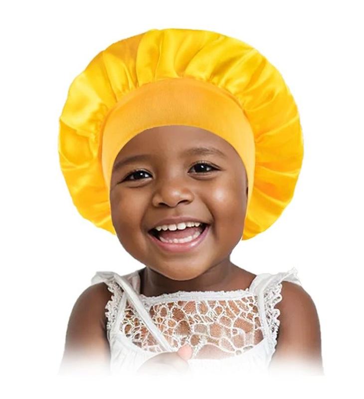 H A C Satin Bonnet for Girls - Elegant Wide Brim Sleep & Shower Cap