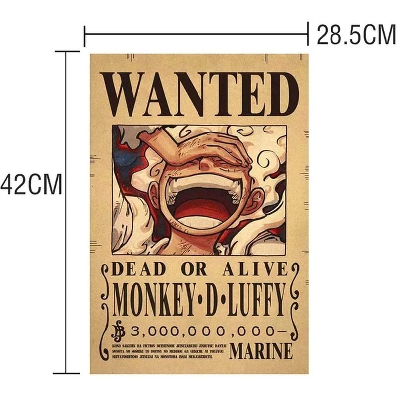 10Pcs Set Vintage Anime One Piece Bounty Wanted Posters Children Room Living Wall Decoration Cartoons Pirate Wanted Paintings