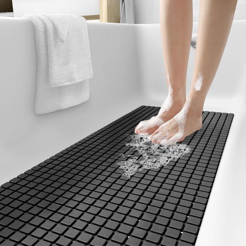 Bathroom Shower Mat, Non-slip Shower Mat with Drain Hole & Suction Cup, Soft Massage Bath Mat, Household Bathroom Shower Carpet, Bath Accessories, Home Supplies