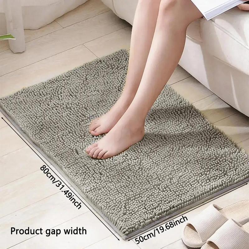 Room Decor Solid Color Plush Bath Mat, Non-slip Soft Plain Design Home Decor Entrance Rug, Water Absorbent Bathroom Mat, Bathroom Accessories, Home Decor