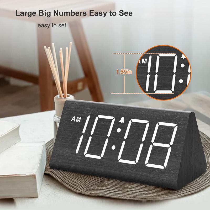 Wooden Digital Alarm Clocks for Bedrooms-Electric Desk Clock with Large Numbers,Adjustable Volume,Dimmer,Wood Decor,Housewarming Gift cubo clock