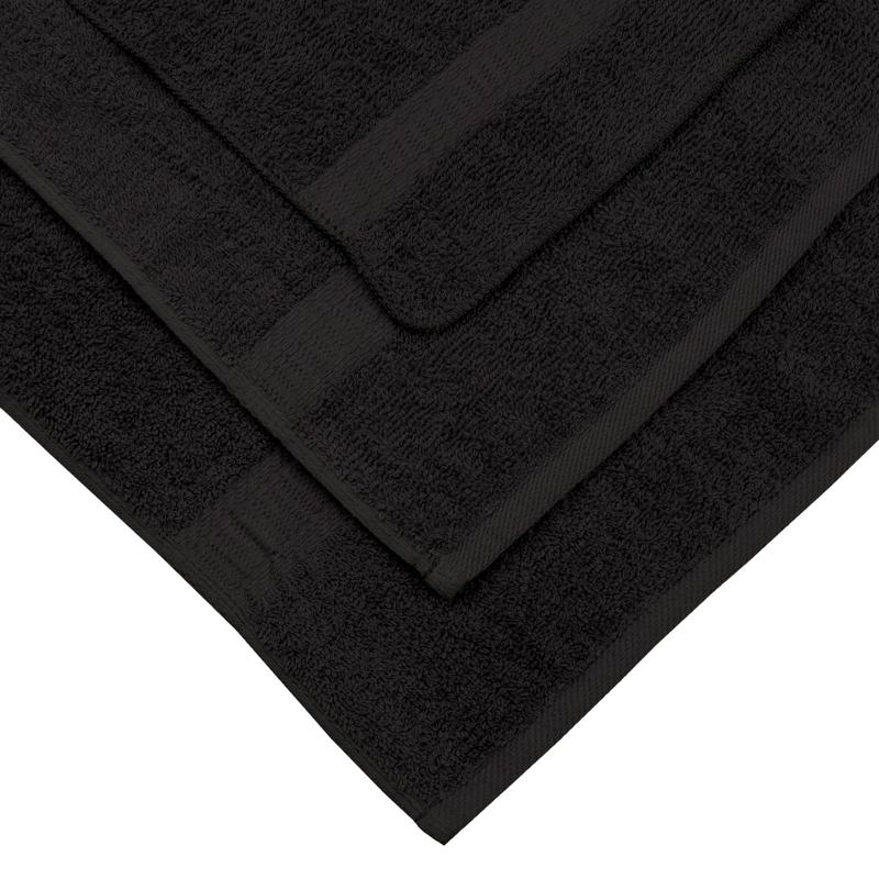 Basic Solid 18-Piece Bath Towel Set Collection, Black Cotton Hand