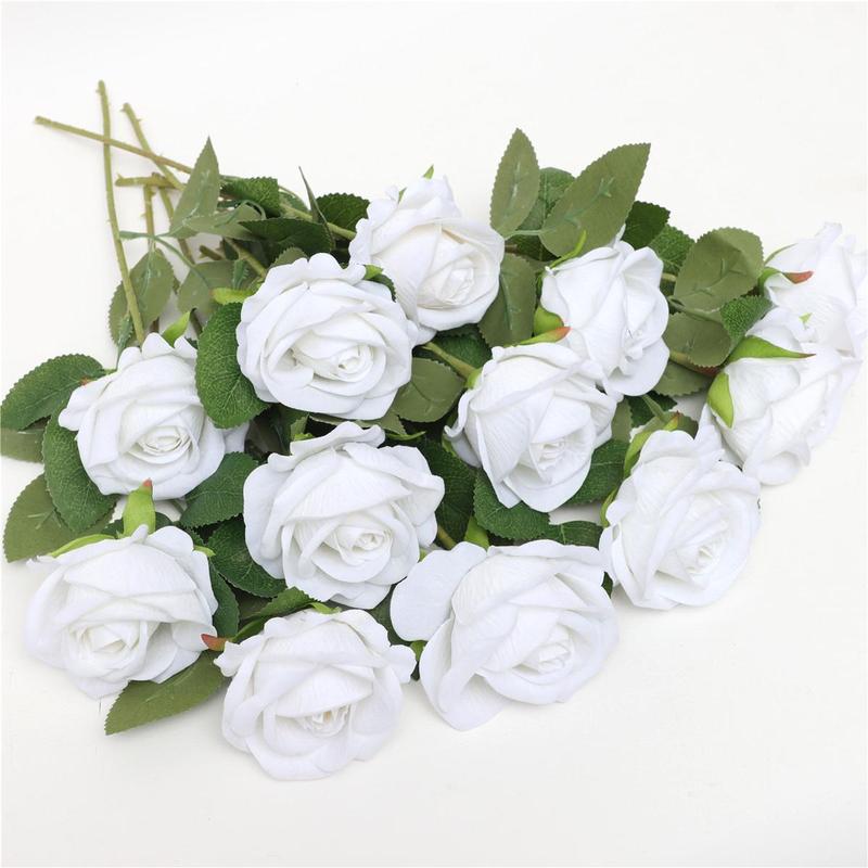 Artificial Rose (12pcs), Faux Rose Bouquet, Decorative Flower for Home Party Wedding Anniversary Festival