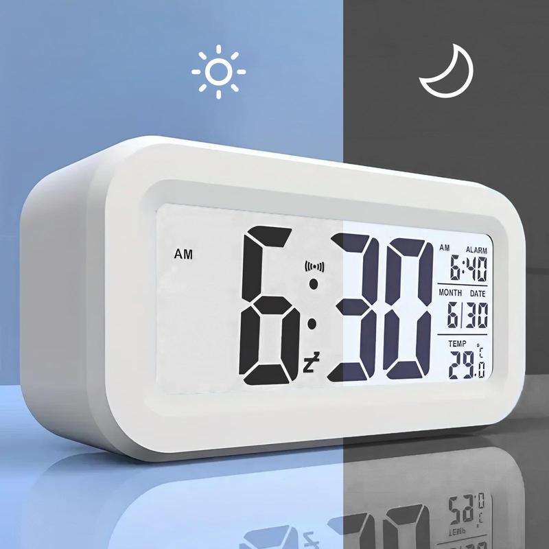 Alarm Clock, 1 Count Battery Powered Desktop Clock with Night Light, Creative Temperature Display Clock, Home Decor Supplies, Batteries Not Included