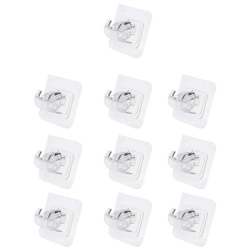 10PCS Self Adhesive Curtain Rod Holders No Drill Curtain Rods Brackets No Drilling Nail Free Adjustable Hooks -2