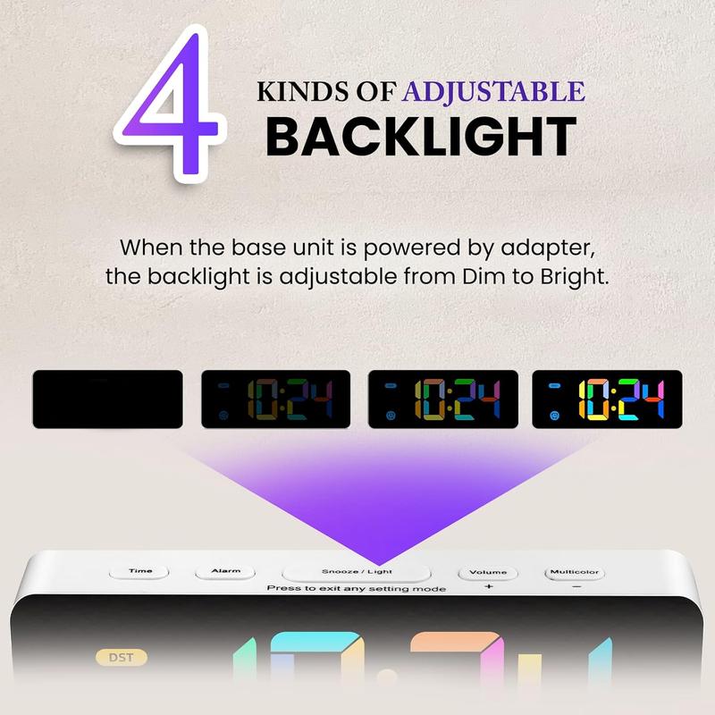 Alarm Clock for Kids -Digital Clock with 7 Color, 4 Dimmable Backlight & 3 Adjustable Volumes, 12 24 Hour, Snooze, Small Clocks for Classroom Bedroom Decor Set